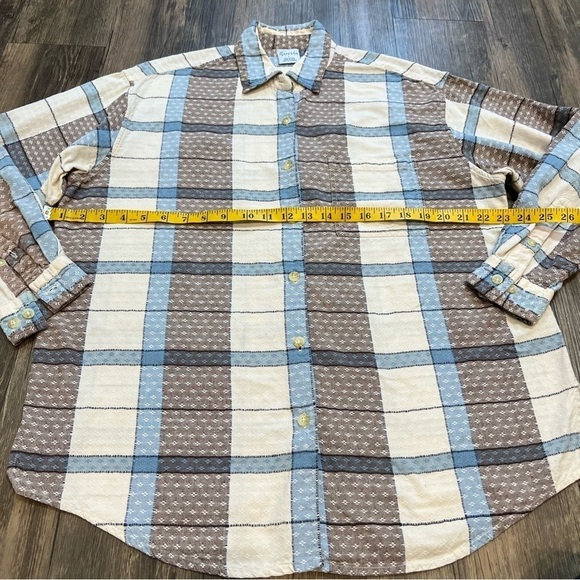 Cascade Blues Women’s Top Button Down Blue White Plaid Size L - Picture 9 of 12